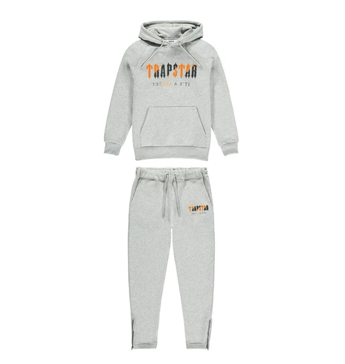 Trapstar Chenille Tracksuit Decoded Hooded  - Grey/Orange