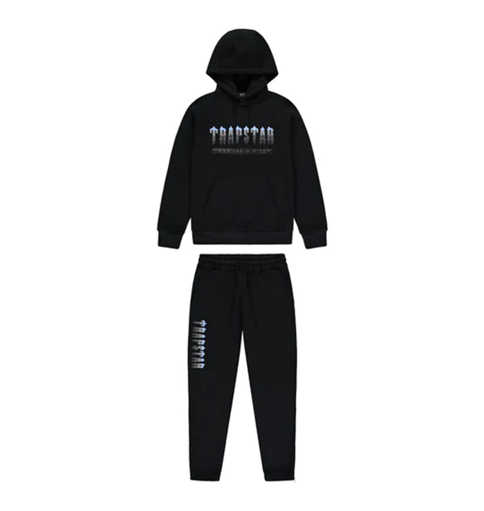 Trapstar Chenille Decoded 2.0 Hooded Tracksuit - Black/Ice Blue
