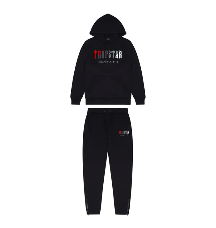 Trapstar Chenille Decoded Hooded Tracksuit - Black/Red